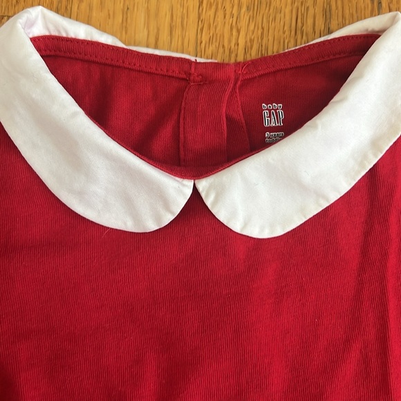 Gap Holiday Christmas Long Sleeve with Peter Pan Collar 3Y - Modern Red - Picture 2 of 7